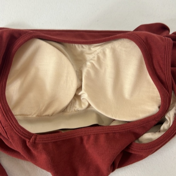 OGL Sz S Brami Long Sleeve Top Boat Neck Move Light Thermal Heat Tech Red/Brown - Picture 7 of 8